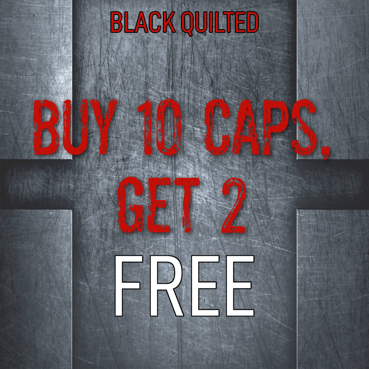 Black Quilted Shop Cap Bundle: Buy 10, Get 2 Caps Free